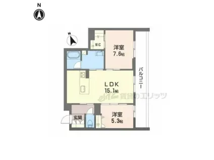 シャーメゾン オークルート五位堂(2LDK/3階)の間取り写真