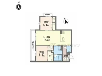 シャーメゾン オークルート五位堂(2LDK/2階)の間取り写真