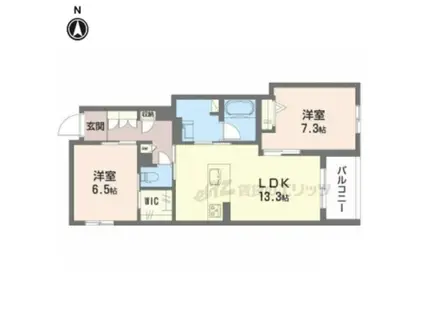 シャーメゾン 香芝 ワイケイ(2LDK/2階)の間取り写真