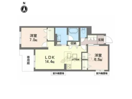 シャーメゾン 香芝 ワイケイ(2LDK/1階)の間取り写真