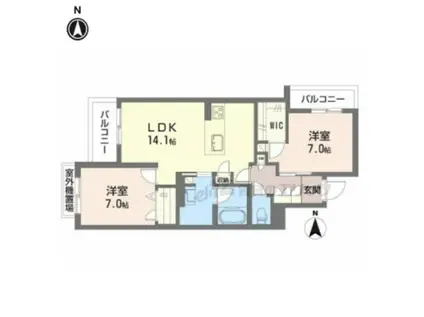シャーメゾン 香芝 ワイケイ(2LDK/3階)の間取り写真
