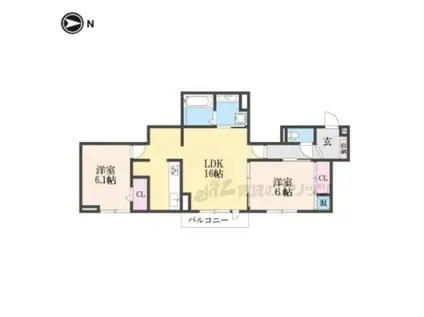 メゾン青ノ葉(2LDK/2階)の間取り写真