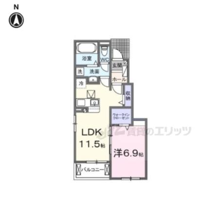 カーサセレノ(1LDK/1階)の間取り写真
