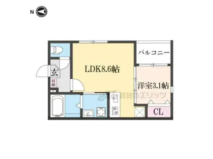 ハーモニーテラス吉祥院西定成町(1LDK/3階)の間取り写真