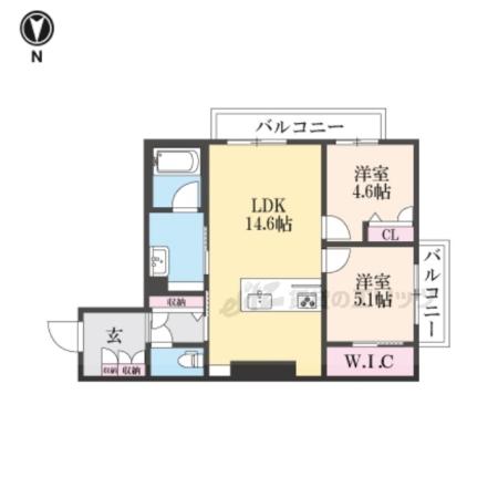 サニーサイドリュクス(2LDK/2階)の間取り写真
