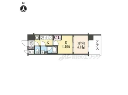 アスヴェル京都西大路サウス(1DK/1階)の間取り写真