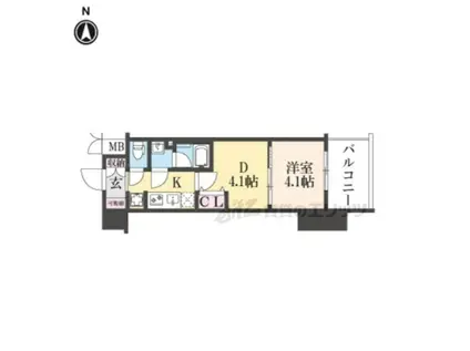 アスヴェル京都西大路サウス(1DK/2階)の間取り写真