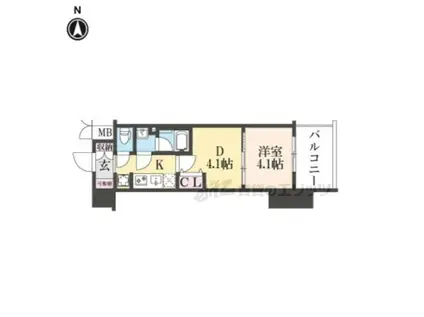 アスヴェル京都西大路サウス(1DK/2階)の間取り写真