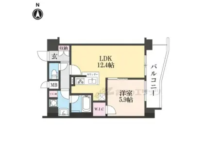 アスヴェル京都西大路サウス(1LDK/6階)の間取り写真