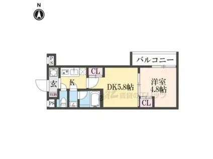 ESTRUTHKYOTO(2K/1階)の間取り写真