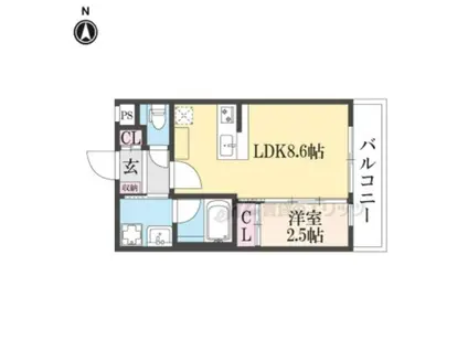 ESTRUTHKYOTO(1LDK/4階)の間取り写真