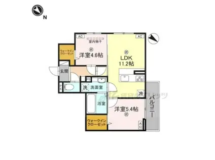 秀豊5号館(2LDK/1階)の間取り写真