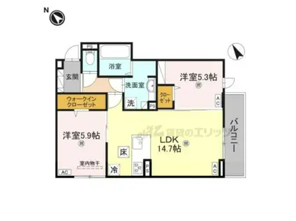 D-ROOM小篠原(2LDK/2階)の間取り写真