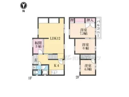 北陸本線 高月駅 徒歩10分 2階建 築54年(5DK)の間取り写真