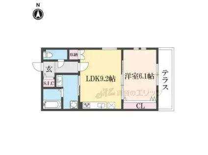 FORCE西院(1LDK/1階)の間取り写真