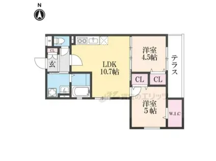 クリエオーレ倉治(2LDK/1階)の間取り写真