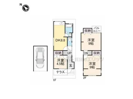 京阪電気鉄道交野線 宮之阪駅 徒歩14分 2階建 築54年(3LDK)の間取り写真