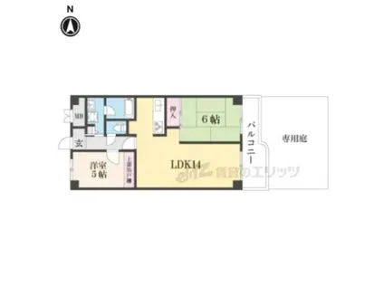 ネオコーポ太秦(2LDK/1階)の間取り写真