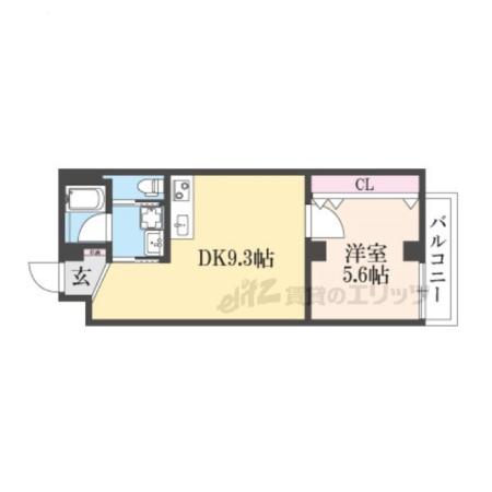 ソフィア墨染駅前(1DK/4階)の間取り写真