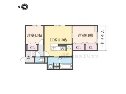 GRAAМ北浜(2LDK/3階)の間取り写真