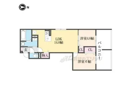 GRAAМ北浜(2LDK/2階)の間取り写真