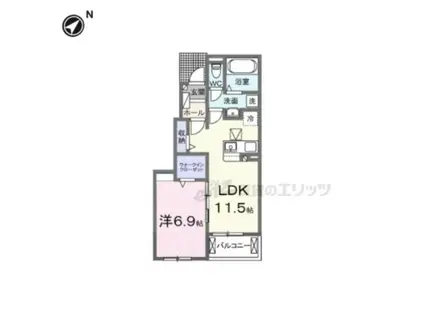 フラン・ソレイユ 学園前(1LDK/1階)の間取り写真