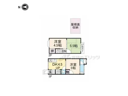 阪急電鉄嵐山線 上桂駅 徒歩6分 2階建 築37年(3DK)の間取り写真
