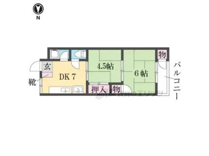 モリノブ・ハイツ(2DK/4階)の間取り写真