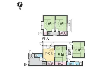 山陰本線 下山駅(京都) 徒歩18分 2階建 築51年(3DK)の間取り写真