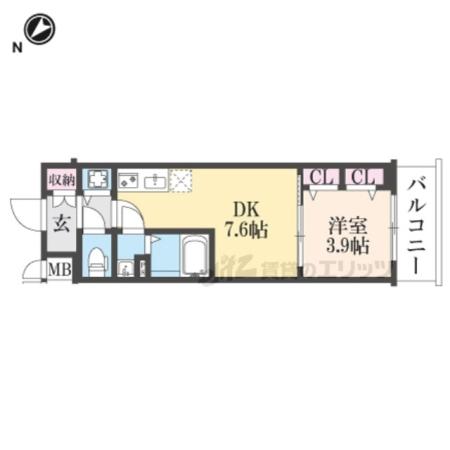 ベラジオレガシー葛野大路八条(1DK/7階)の間取り写真