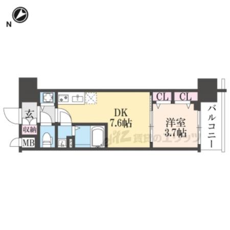 ベラジオレガシー葛野大路八条(1DK/10階)の間取り写真