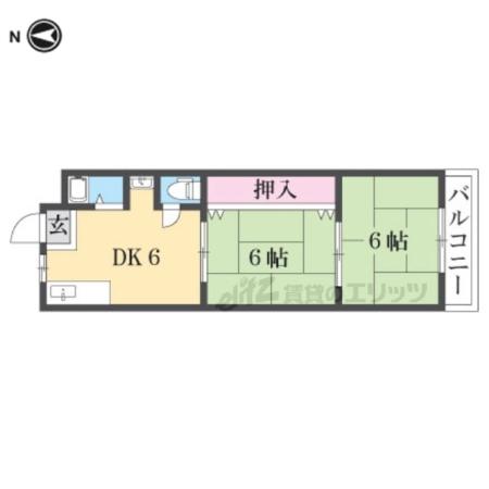 いかるがマンション(2DK/2階)の間取り写真