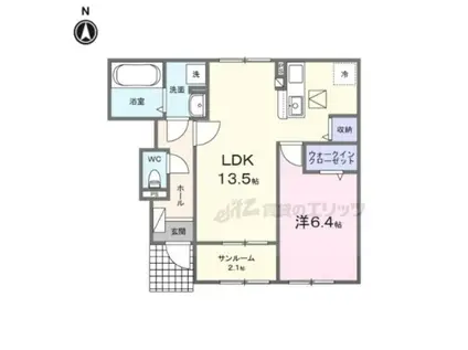 ポレイロ ウン(1LDK/1階)の間取り写真