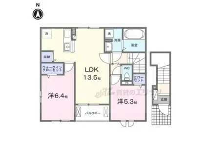 ポレイロ ウン(2LDK/2階)の間取り写真