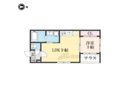 ハーモニーテラス東野舞台町(1LDK/1階)の間取り写真