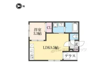 ハーモニーテラス東野舞台町(1LDK/1階)の間取り写真