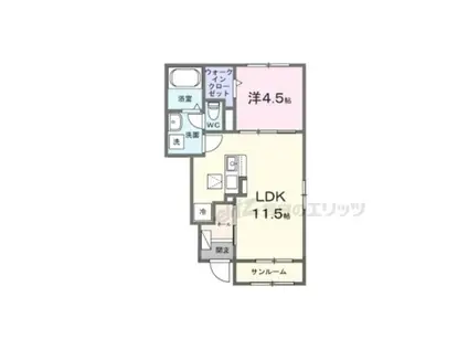 カルムメゾン悠(1LDK/1階)の間取り写真