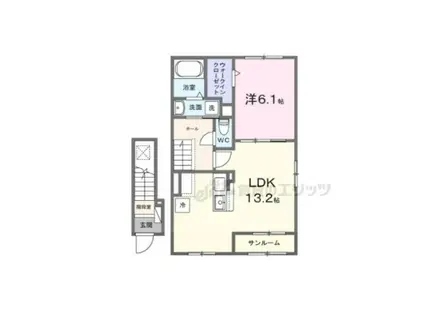カルムメゾン悠(1LDK/2階)の間取り写真