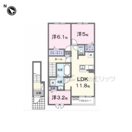 アゼリア(2LDK/2階)の間取り写真