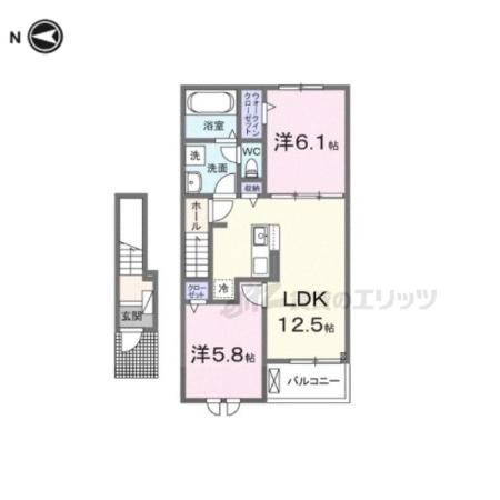 アルデバラン(2LDK/2階)の間取り写真