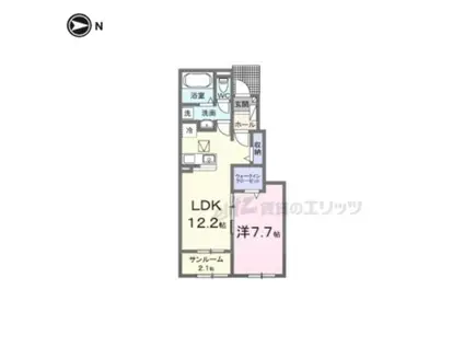 ヒカルサ仰木の里(1LDK/1階)の間取り写真