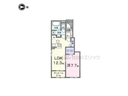 ヒカルサ仰木の里(1LDK/1階)の間取り写真