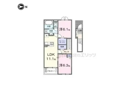 ヒカルサ仰木の里(2LDK/2階)の間取り写真