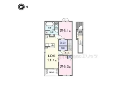 ヒカルサ仰木の里(2LDK/2階)の間取り写真