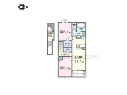 ヒカルサ仰木の里(2LDK/2階)の間取り写真