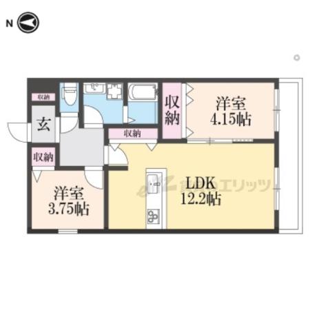 グリーンカーサ(2LDK/1階)の間取り写真