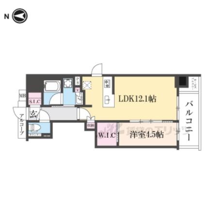 ファインレジデンス京都五条通(1LDK/6階)の間取り写真