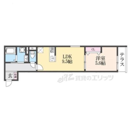 EIJU牧野駅前A(1LDK/1階)の間取り写真