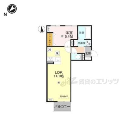 LUMIEREDUSOIRDEUX(1LDK/1階)の間取り写真