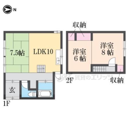 近鉄南大阪線 浮孔駅 徒歩12分 2階建 築57年(4DK)の間取り写真